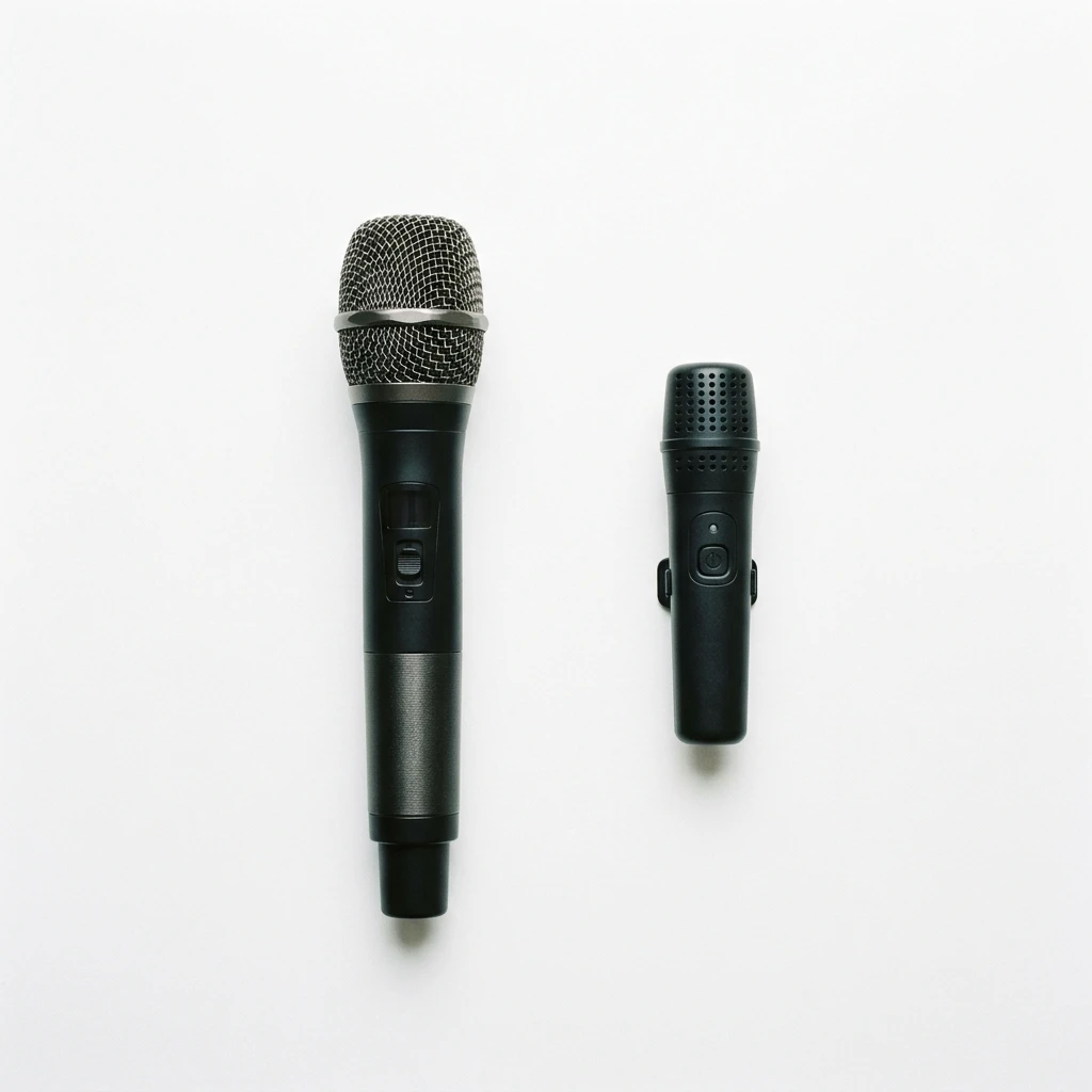 UHF wireless karaoke microphone and 2.4GHz wireless microphone side by side comparison