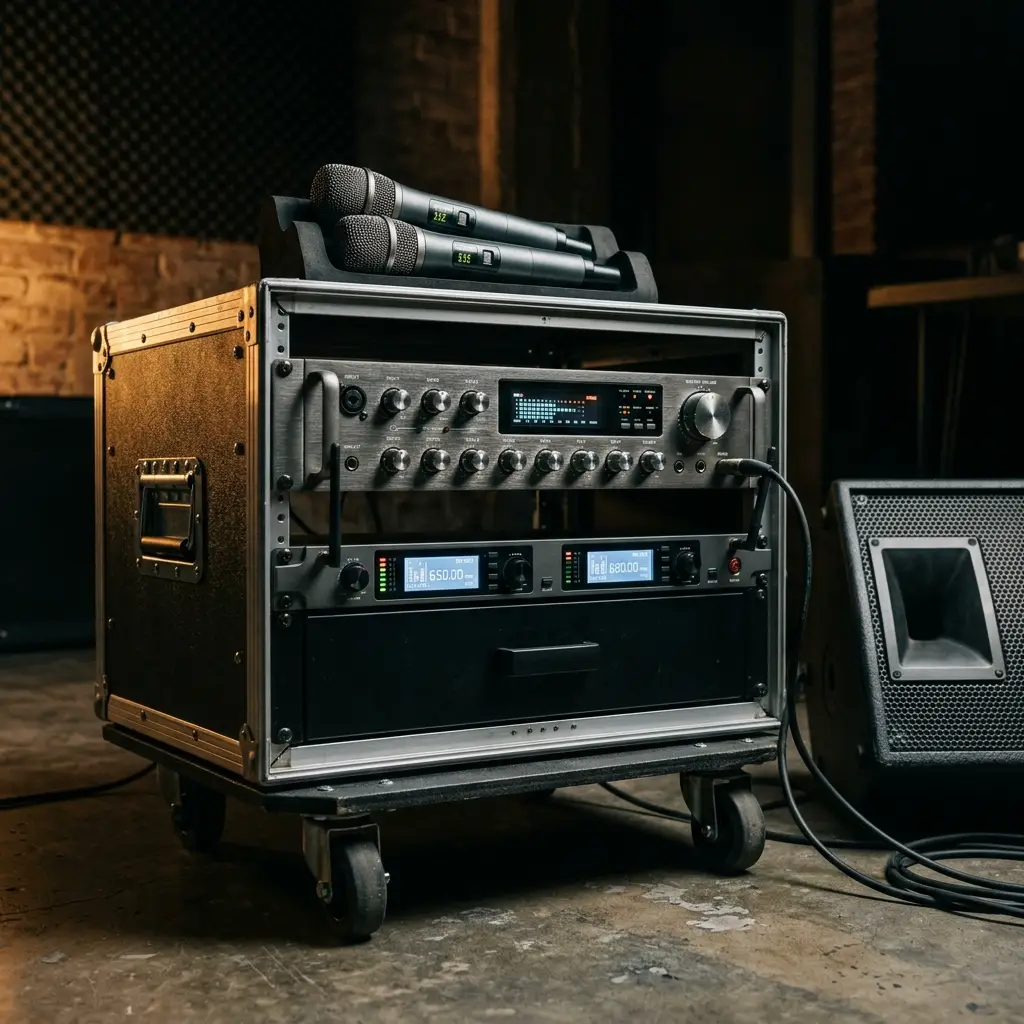 Professional commercial karaoke machine system with UHF wireless microphones and metal housing