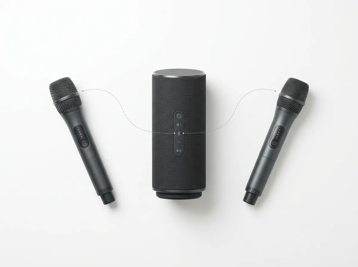 Tonor K20 2-in-1 karaoke speaker and wireless microphones setup