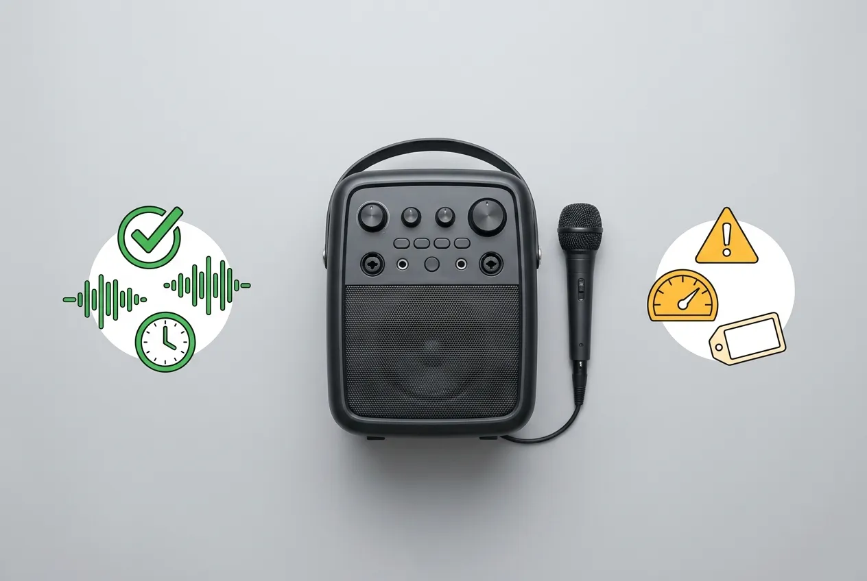 Pros and cons comparison diagram of auto-tune on a home karaoke machine
