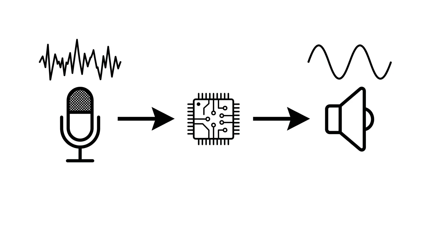 Diagram explaining the real-time pitch correction processing steps in a karaoke machine