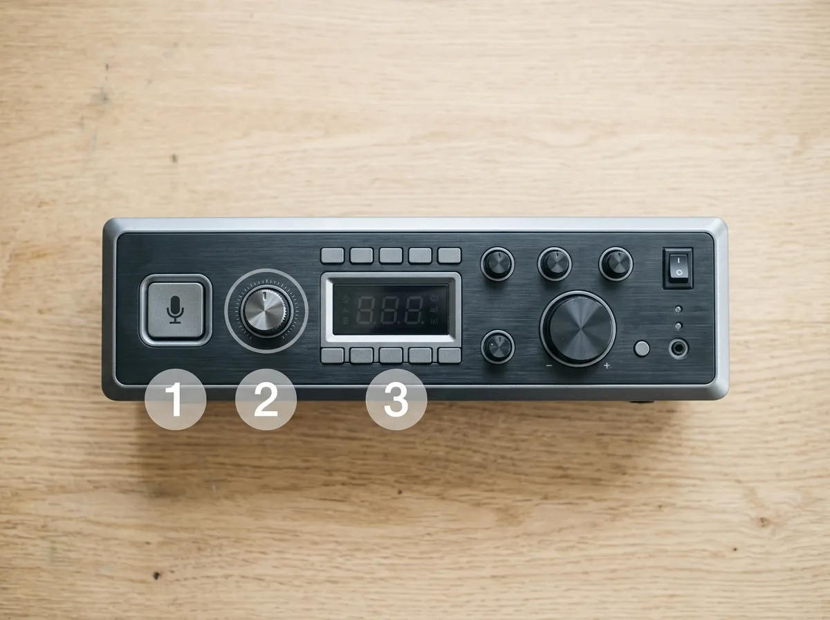 Hand activating pitch correction key controls on a karaoke machine mixer board