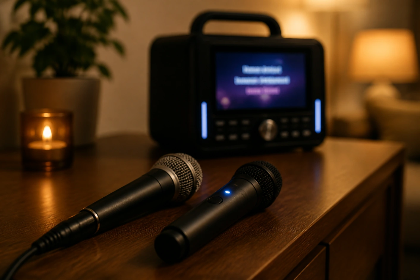 Karaoke wired microphone and wireless microphone compared side by side