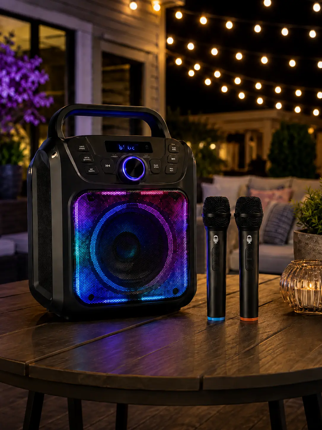 Singing Machine Groove DISCO portable karaoke speaker with rechargeable battery and synchronized party lights