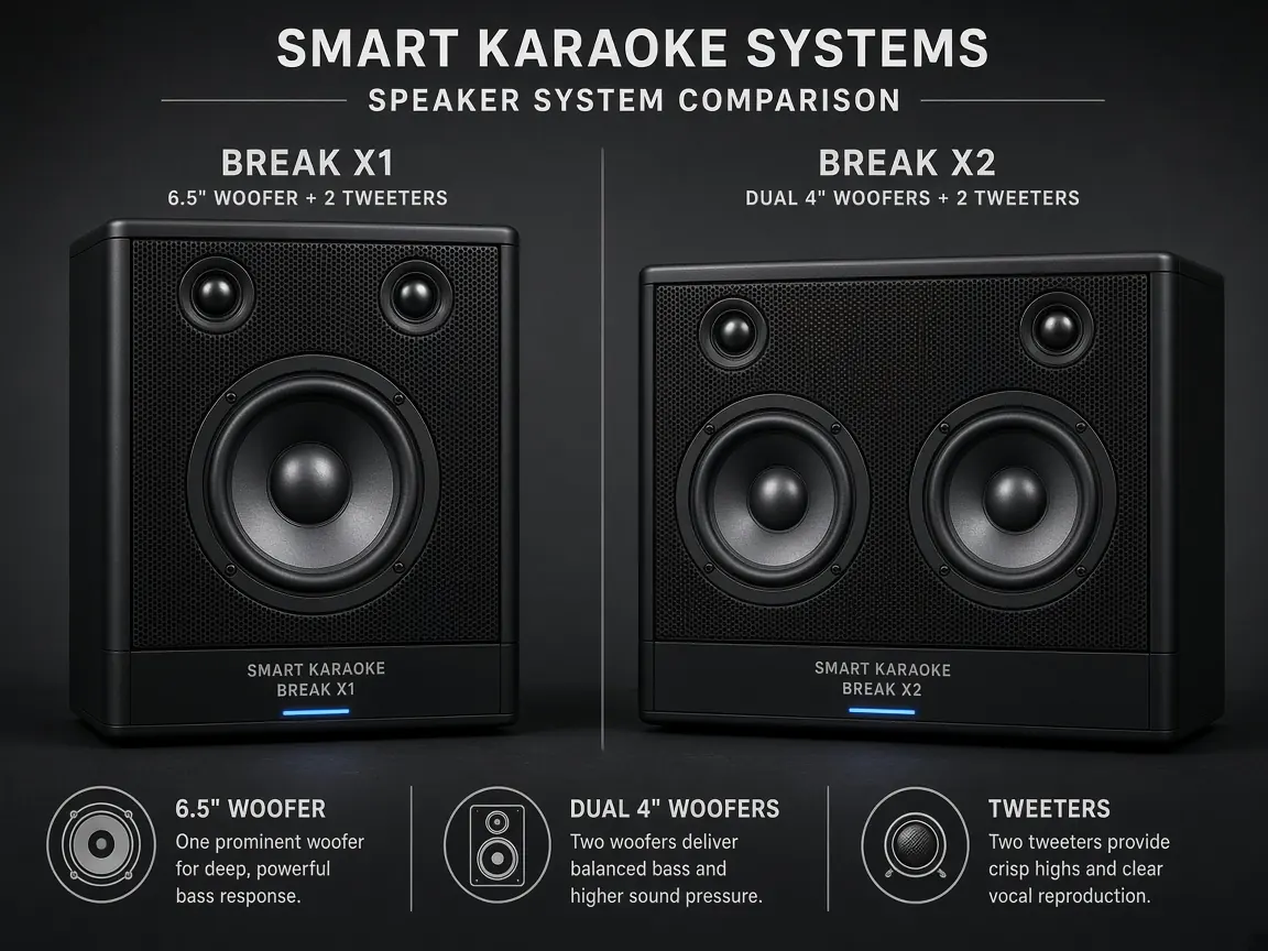 iKarao Break X1 and Break X2 speaker hardware comparison