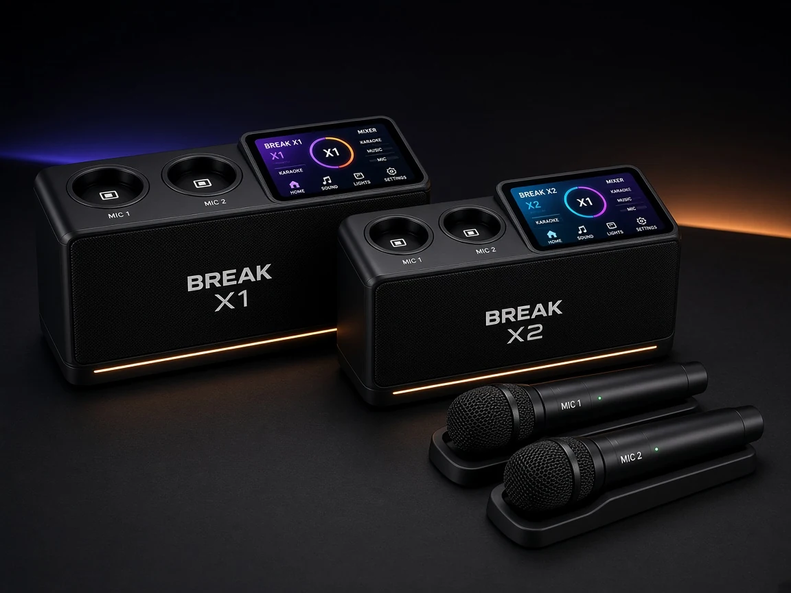 iKarao Break X1 and Break X2 wireless karaoke microphones