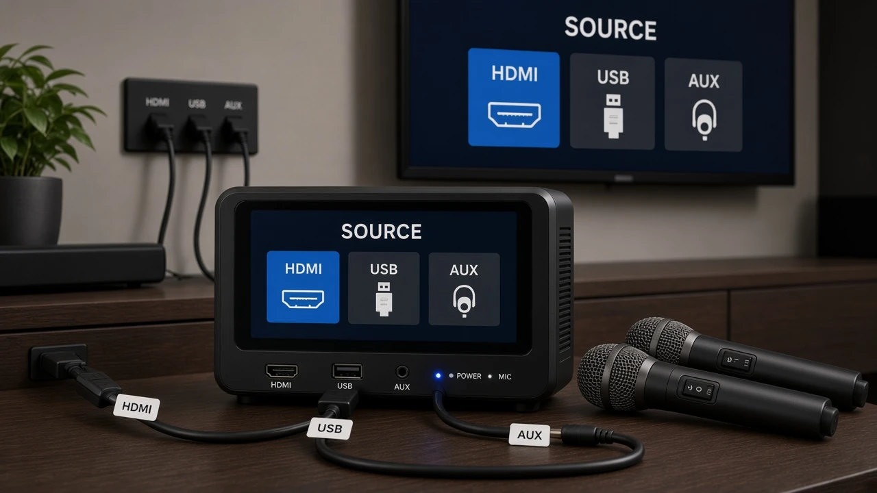 iKarao Shell S2 Bluetooth HDMI USB and AUX connections